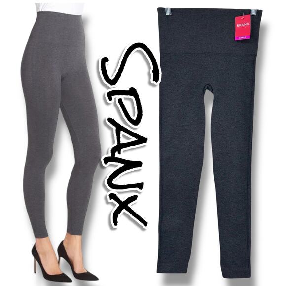 SPANX Pants - NWT SPANX Look At Me Now Seamless Leggings Charcoal Gray Shaping Womens Sz Med